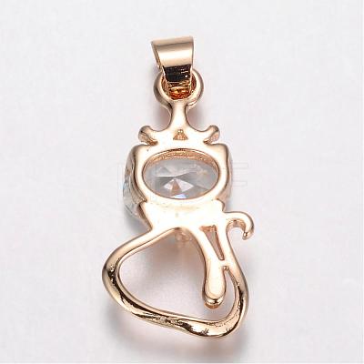 Brass Micro Pave Cubic Zirconia Kitten Pendants ZIRC-P015-17-1