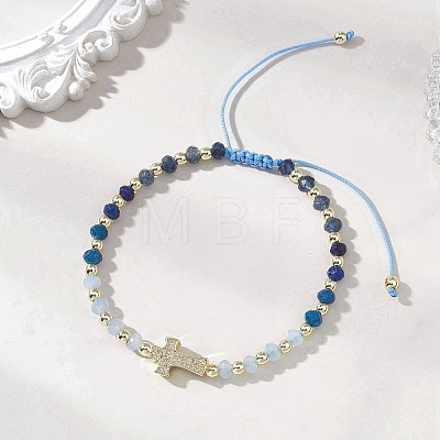 Dyed Natural Malaysia Jade Rondelle Beaded Braided Bead Bracelets BJEW-JB13395-02-1
