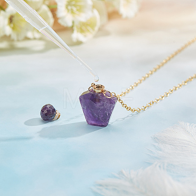 15 Piece DIY Natural Amethyst Perfume Bottle Pendant Necklaces Making Kits DIY-SC0014-86B-1