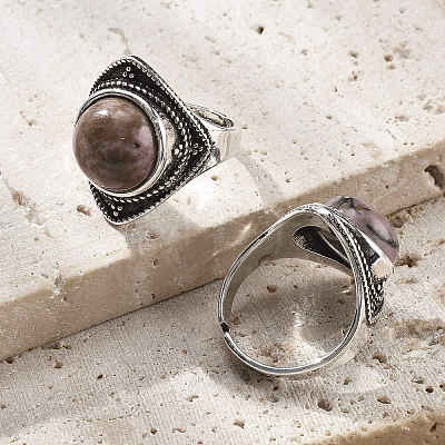 Natural Rhodonite Adjustable Rings G-P560-03AS-15-1