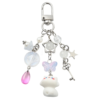 Glass & Resin & Alloy Pendant Decorations HJEW-YW00408-04-1