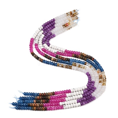 Watermelon Stone Glass & Natural Howlite & Polychrome Jasper & Dyed White Jade & White Jade Beads Strands G-Z135-C15-1