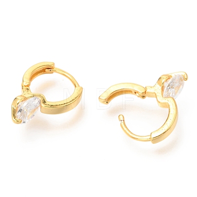 Brass Huggie Hoop Earrings ZIRC-H116-07G-1