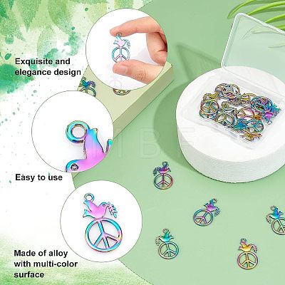 20Pcs Rainbow Color Alloy Pendants FIND-FH0003-56-1