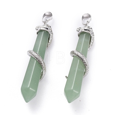 Natural Green Aventurine Big Pointed Pendants G-F696-B05-1