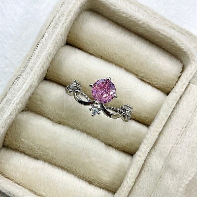 Adjustable Brass Micro Pave Cubic Zirconia Finger Rings for Women WGBC28D-02-1