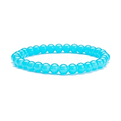 6.5MM Imitation Jade Glass Round Beaded Stretch Bracelet for Women BJEW-JB07658-1