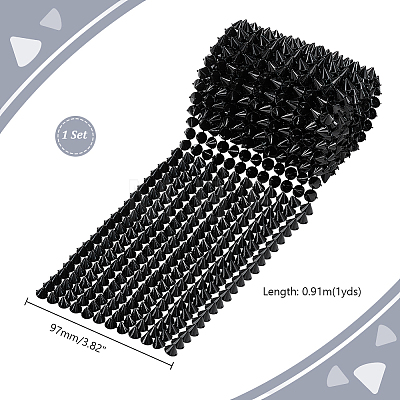 AHADERMAKER 12-Row Resin Spike Stud Cone Flatback Punk Rock Trim Mesh Bead Craft FIND-GA0003-72A-1