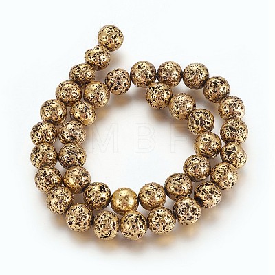 Electroplated Natural Lava Rock Beads Strands G-P400-04AB-1
