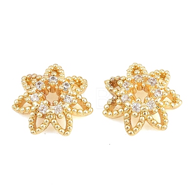 Christmas Brass Clear Cubic Zirconia Beads KK-B186-04G-1