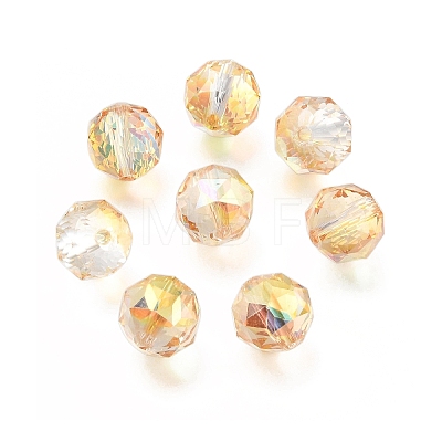 Electroplate Transparent Round Glass Beads GL-CBA6A73-FP01-1
