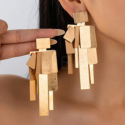 Rectangle Alloy Dangle Stud Earrings FS-WG72D3D-01-1