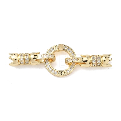 Ring Brass Micro Pave Clear Cubic Zirconia Fold Over Clasps KK-Z143-12G-1