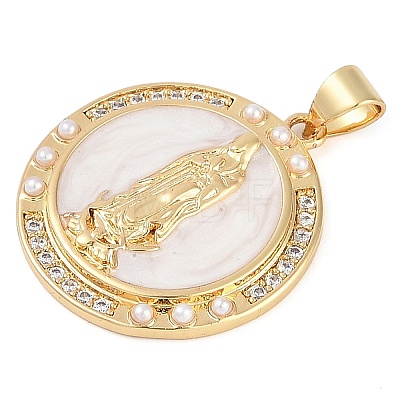 Rack Plating Brass Micro Pave Clear Cubic Zirconia Pendants KK-P287-36A-G-1