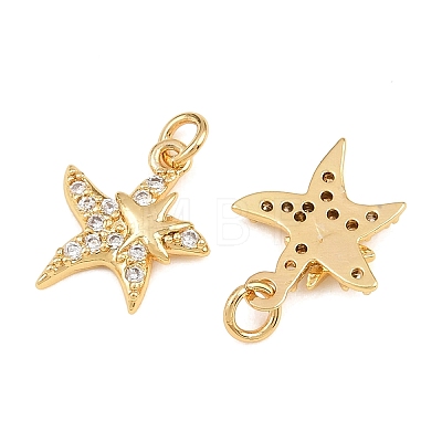 Brass Micro Pave Clear Cubic Zirconia Charms KK-Q085-02E-G-1