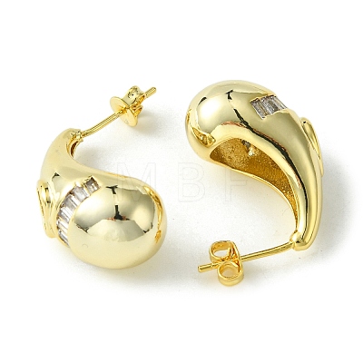 Brass with Cubic Zirconia Studs Earrings EJEW-K267-11G-1