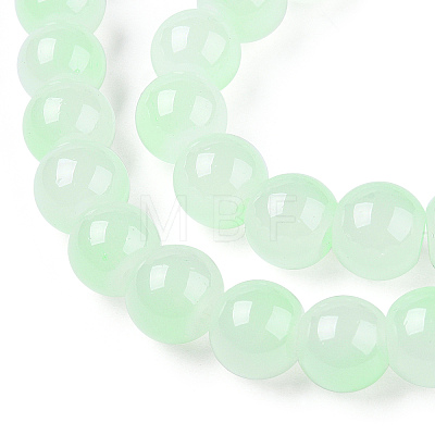 Baking Painted Imitation Jade Glass Round Bead Strands DGLA-N003-10mm-08-1-1