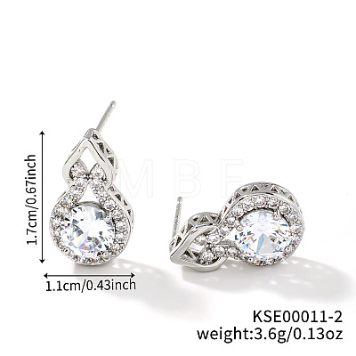 Geometric Hollow Design Brass Rhinestone Stud Earrings MB5666-2-1