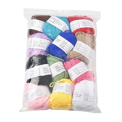 12 Skeins 12 Colors 4-Ply 59.7%Polyester & 40.3%Acrylic Fiber Yarn for Tufting Gun Rugs OCOR-FS0001-07-1
