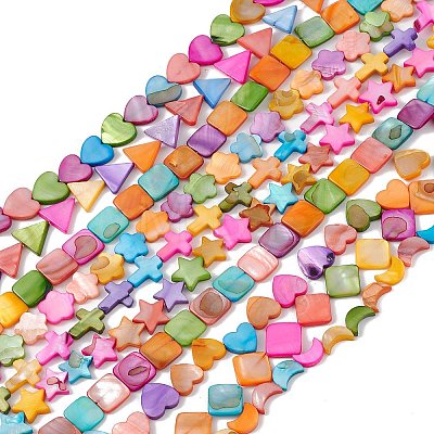 10 Strands Colorful Natural Freshwater Shell Beads Strands SHEL-M018-01-1