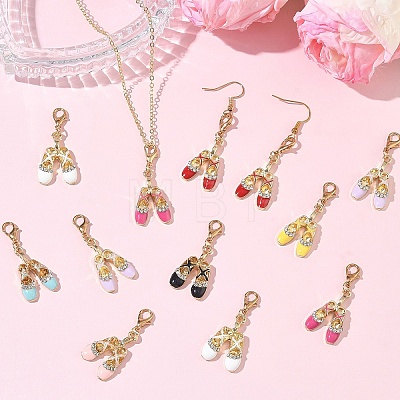 16Pcs 8 Styles Alloy Enamel Pendant Decorations HJEW-YW00540-1