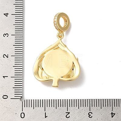 Rack Plating Brass Micro Pave Clear Cubic Zirconia European Dangle Charms KK--G504-22G-01-1