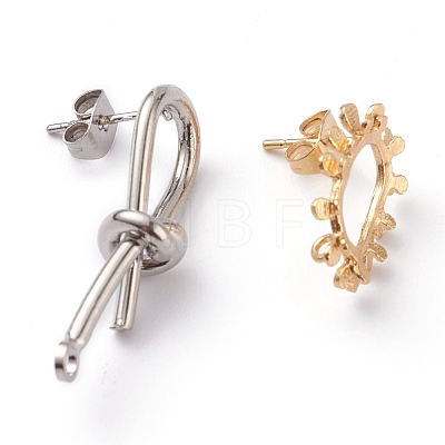 Stainless Steel & Brass Stud Earring Findings STAS-XCP0001-26-1