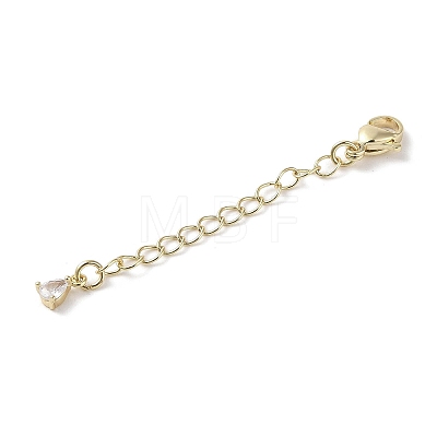 Brass Micro Pave Clear Cubic Zirconia Chain Extender KK-G491-52C-G-1