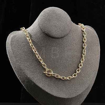 Brass Twisted Cable Chain Necklaces with OT Clasps for Men Women NJEW-G160-11G-1