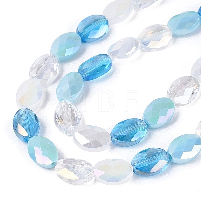 Electroplate Imitation Jade & Opaque & Transparent Glass Beads Strands EGLA-Q135-8x11MM-01D-1
