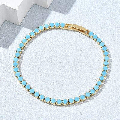 Synthetic Turquoise Tennis Bracelets KK-CBA964F-01G-04-1