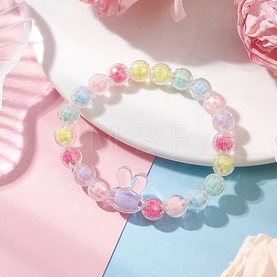 Kids Round Acrylic Beaded Stretch Bracelets BJEW-JB11558-02-1