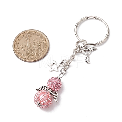 Alloy with Glass Seed Beads Keychain KEYC-MZ00010-03-1