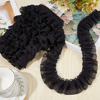 Gorgecraft 10M Double-Layer Pleated Polyester Chiffon Lace Trim OCOR-GF0002-14C-1