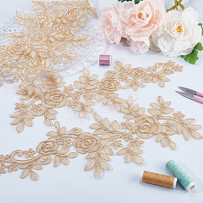 Flower Polyester Embroidery Lace Appliques DIY-WH20011-03D-1