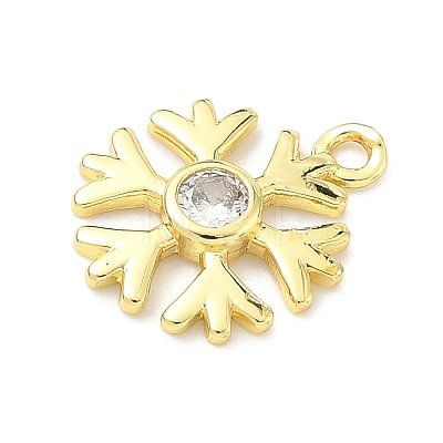 Christmas Brass Pave Clear Cubic Zirconia Charms KK-G548-04G-1