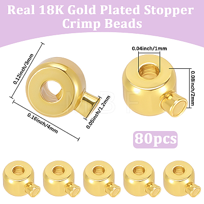 80Pcs Brass Crimp Beads KK-BBC0025-89G-1