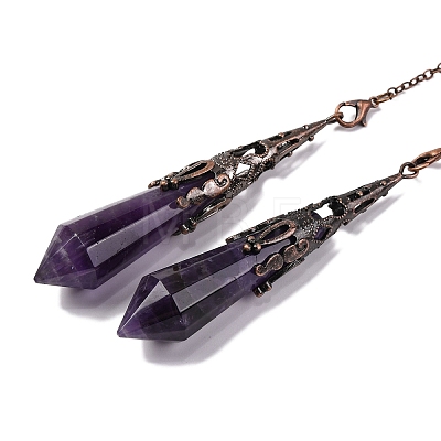 Natural Amethyst Pointed Dowsing Pendulum Big Pendants G-H285-06R-A04-1