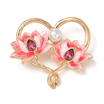 Heart & Lotus Enamel Pins JEWB-F045-03G-1