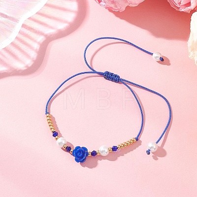 Glass Seed Bead & Resin Braided Beaded Bracelets BJEW-MZ00307-01-1
