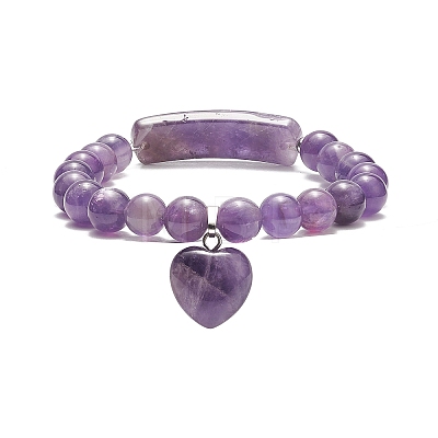 Natural Amethyst Beaded Bracelets BJEW-JB09039-04-1