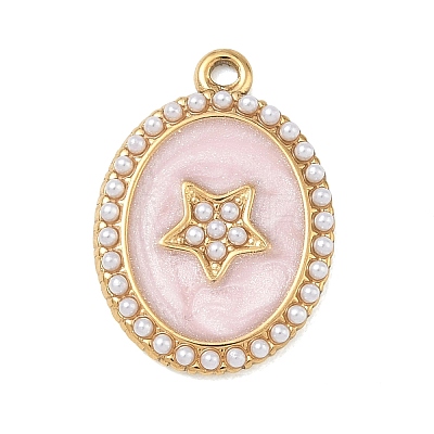 304 Stainless Steel Enamel Pendants STAS-F354-02D-G-1