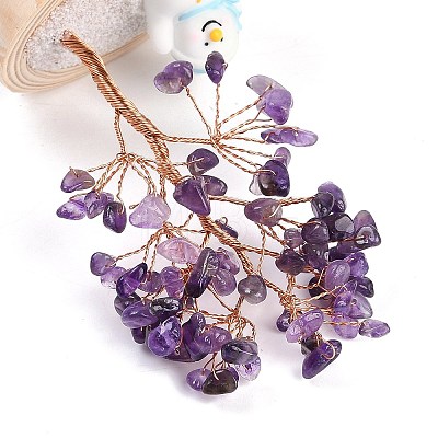 Natural Amethyst Chips Tree of Life Decorations DJEW-B013-03C-1