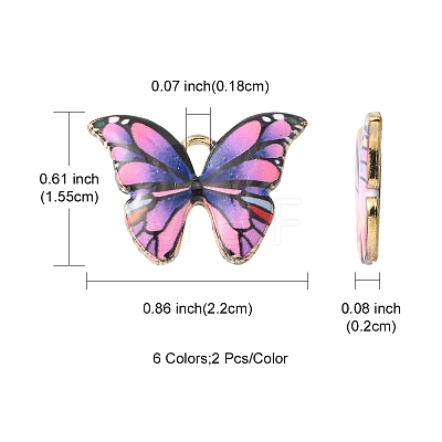 12Pcs 6 Colors Printed Alloy Pendants FIND-FS0001-28-1