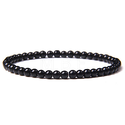 4mm Round Natural Obsidian Beads Bracelet for Men KG3069-18-1