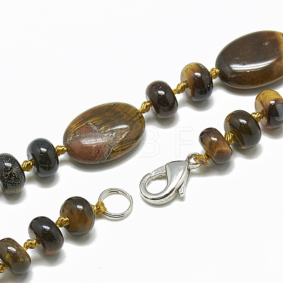 Natural Tiger Eye Beaded Necklaces NJEW-S394-14-1