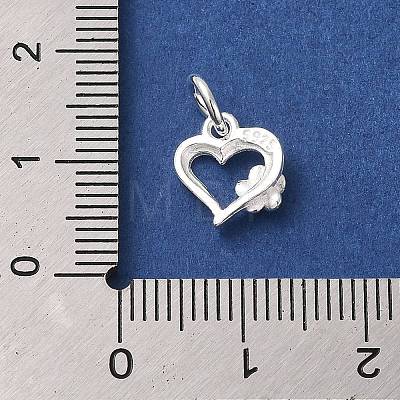925 Sterling Silver Heart with Flower Charms X-STER-K180-10S-1