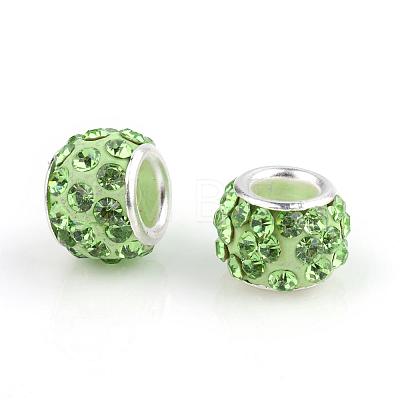 Polymer Clay Rhinestone European Beads CPDL-T001-11-1