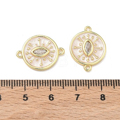 Brass Pave Clear Cubic Zirconia Evil Eye Links Connector Charms KK-B170-14G-1