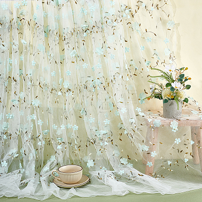 6 Yards Flower Pattern Milk Fiber Mesh Fabric DIY-NB0014-82B-1